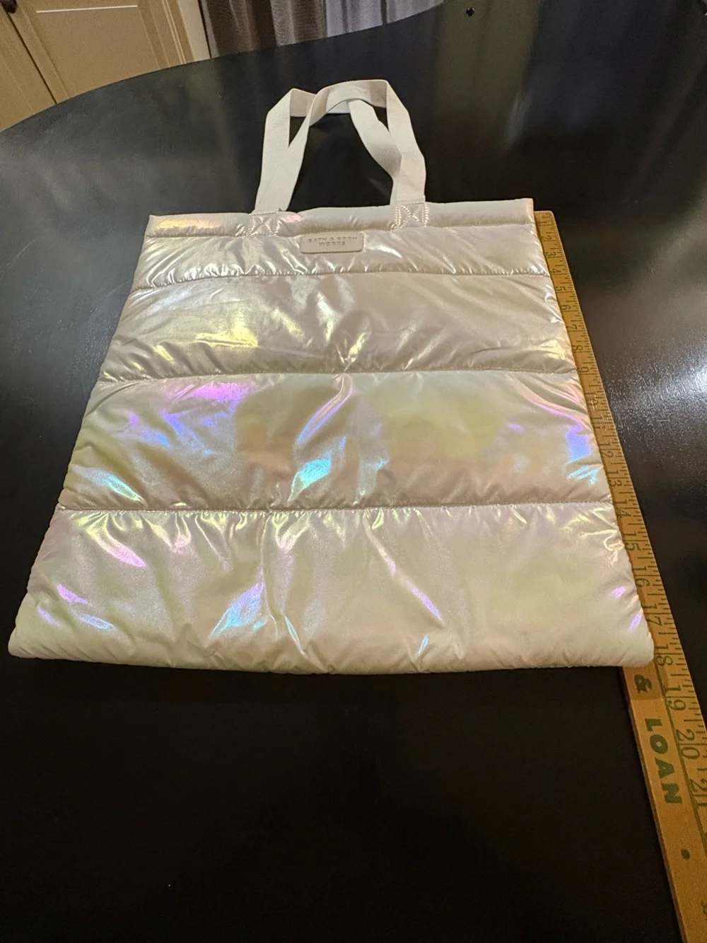 Sleek Bath & Body Works Iridescent Puffer Tote in White